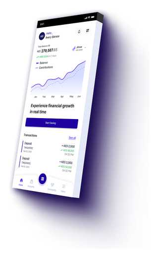 Jiinue app showing savings growth over time